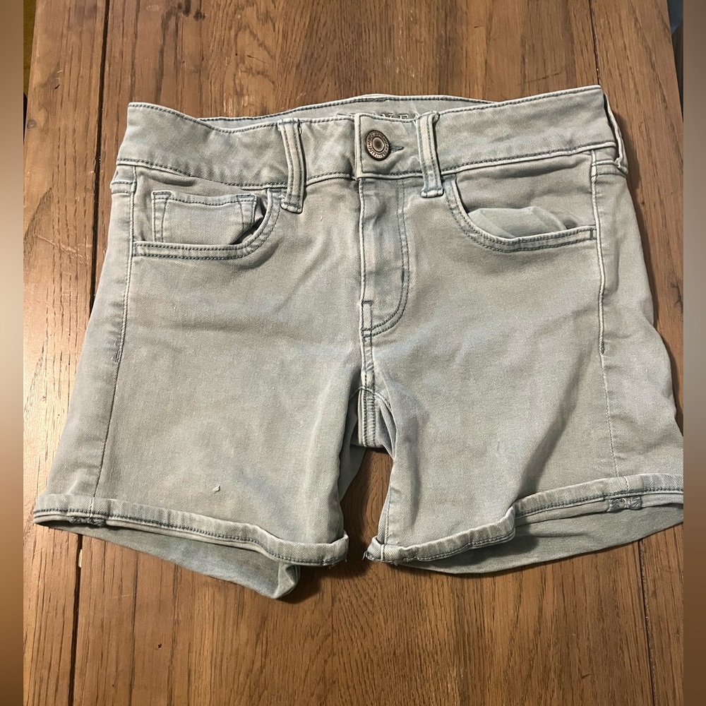 light blue/gray American Eagle jean shirts